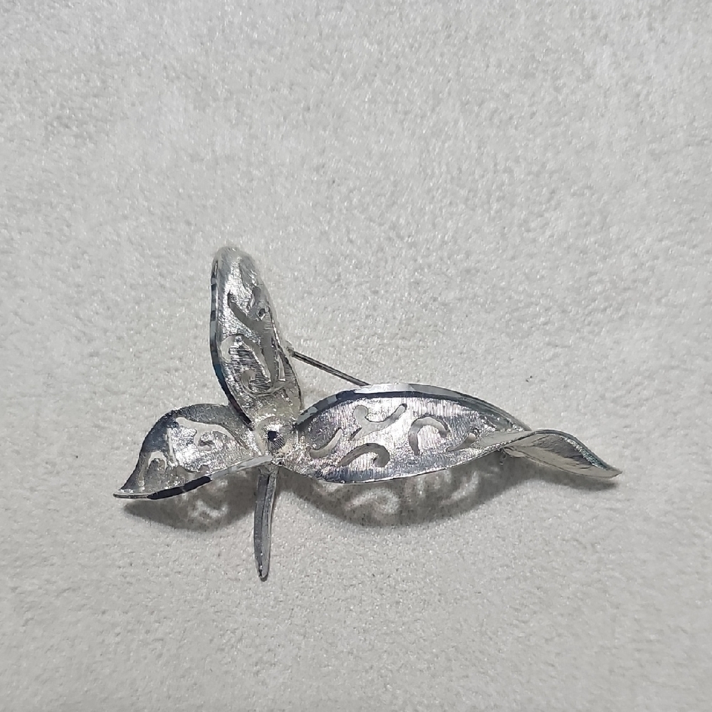 Vintage 1960's Silver Tone Flower Brooch